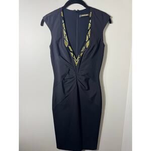 Roberto Cavalli Bodycon Y2K Beaded V Neck Mini Dress Size 38